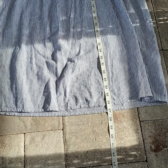 NWT Tahari Black & White Striped Linen Blend Roll Tab Sleeve Pullover Dress Sz M - Picture 8 of 8